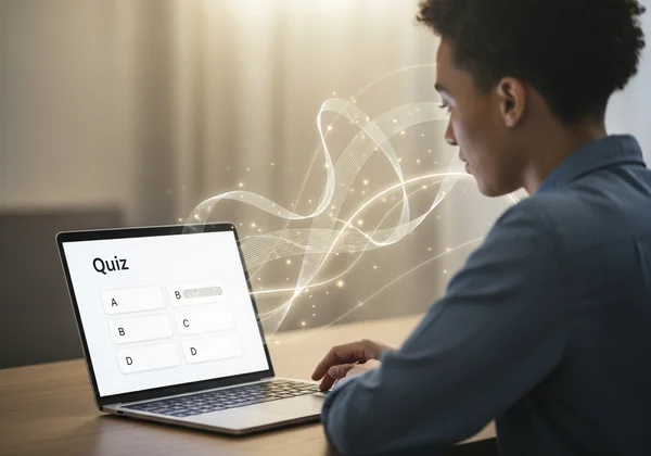 A person taking an online quiz for self-discovery.