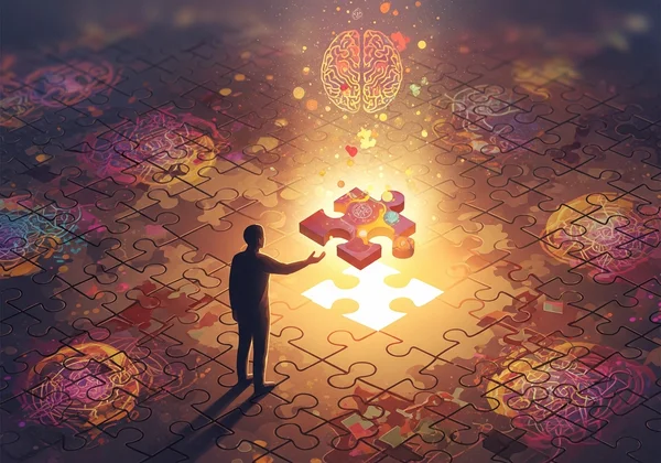 Person finds puzzle piece, symbolizing adult autism discovery.