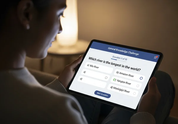 Adult taking an online autistic quiz on a tablet