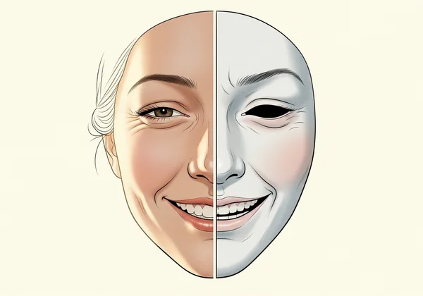 Woman wearing a social mask, symbolizing autistic camouflaging