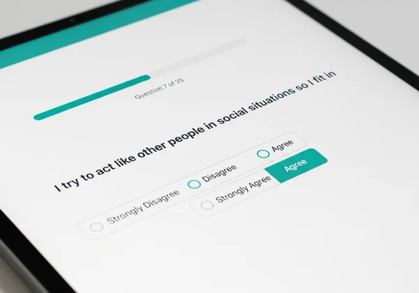 Modern web interface of an autistic traits quiz