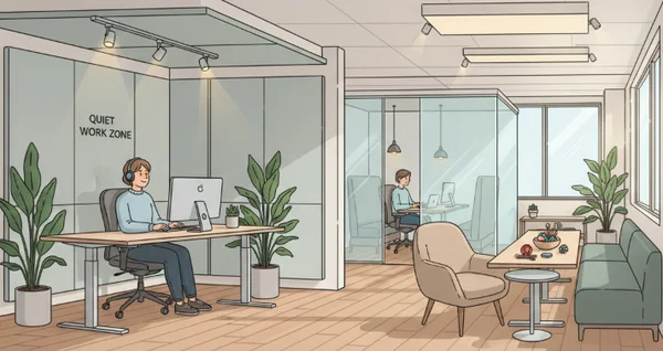 A calm, neurodiversity-friendly office environment